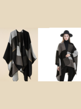 Cape / Shawl Open Front Cardigan Super Soft Warm Grey / Black / Brown / Beige