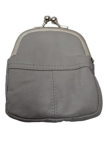 Coin Purse Grey Small Twist Clasp Leather 5542