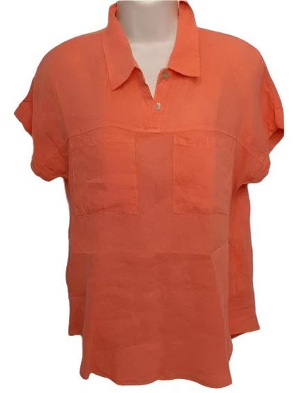 Pullover Top-1/4 Sleeve-Coral-Women's-Plt2102