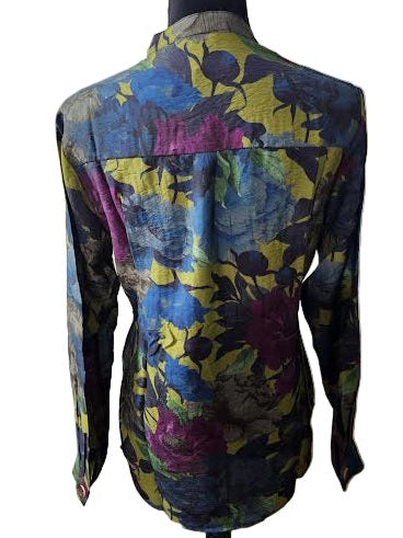 Tunic Printed Pleated Long Sleeve 25513-Floral