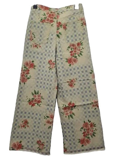 Easel- Pants Khaki Printed Soft Stretch Floral eb57089k