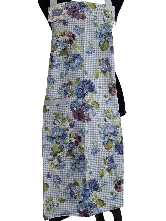 Apron Adult Blue /White Floral Women's R8601