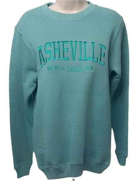 Sweatshirt Asheville Logo Crewneck Embroidered Teal on Teal Logo