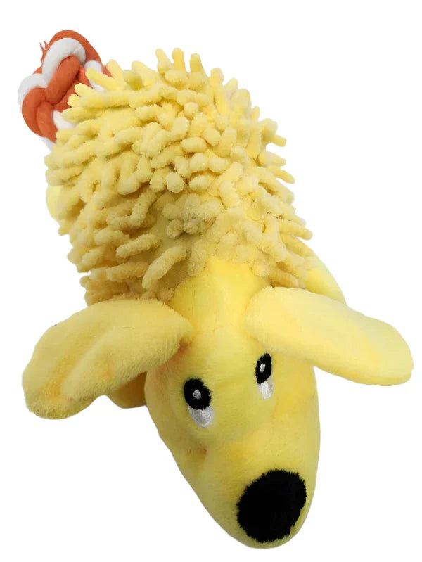 Puppy Dog Toy Yellow Shag Rope Tail