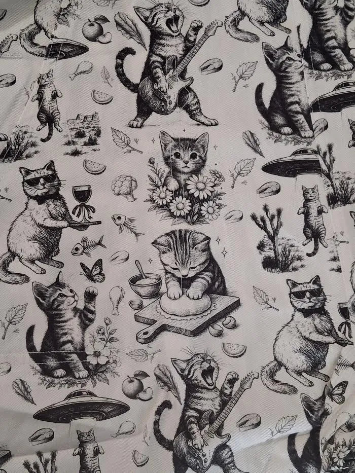 Overalls Monochrome Meow Sketch Print AW2675