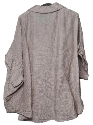 Shirt Collared Wrinkle Finish 4 Button Front Pink Women's One Size 862BP