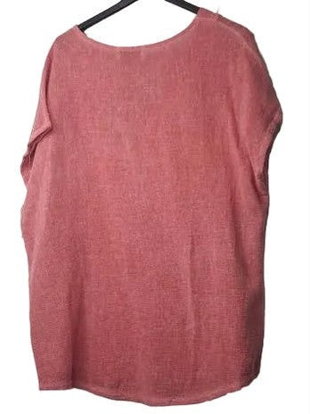 Top Pullover Watermelon Red Sleeveless V-Neck Women's One Size 10077W