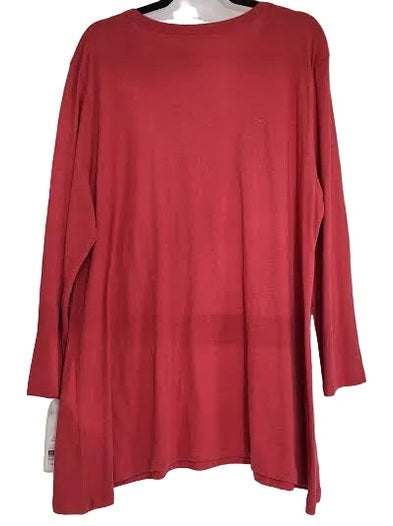 Jess & Jane-Cs4-1510 Manhattan Burgandy Long Sleeve Tunic Top Women's