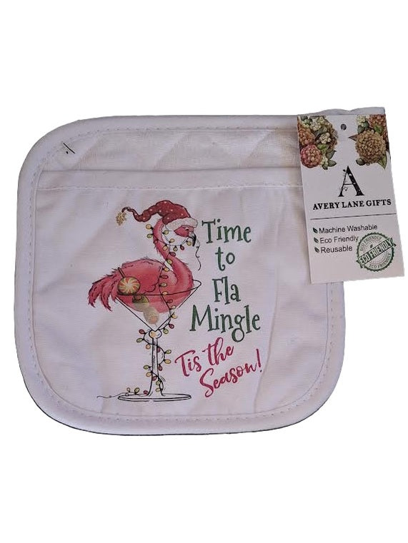 Pot Holder Time To Mingle Tis The Season Christmas 7X7"