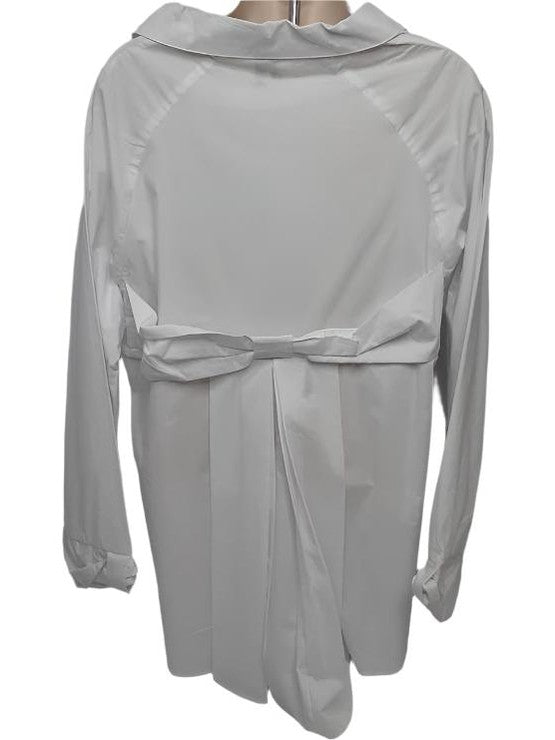Shirt Button Front Long Sleeve White Women's E617457