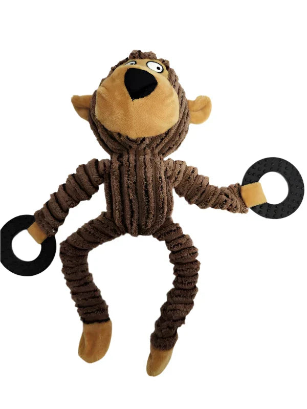 Monkey Dog 2 Ring Toy Brown