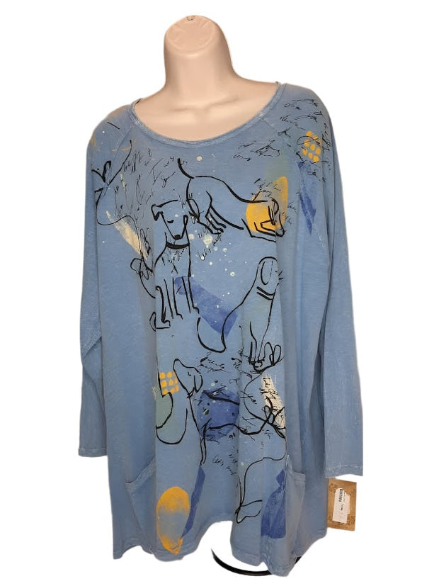 M12-1795 Tunic w/ 2 Pockets - Conf Tommy Blue Dog