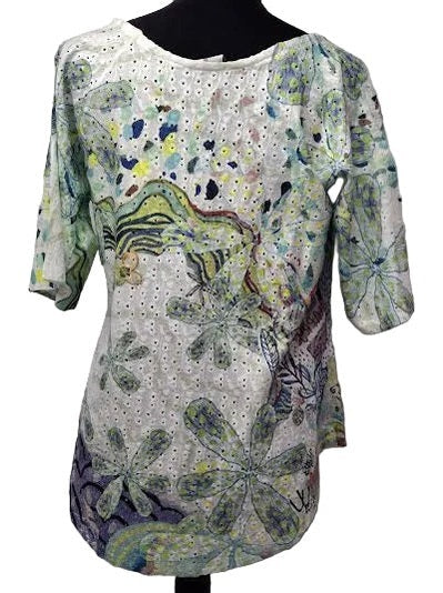 Inoah-Top Pullover Happy Bloom Short Flare Sleeve t1490fr