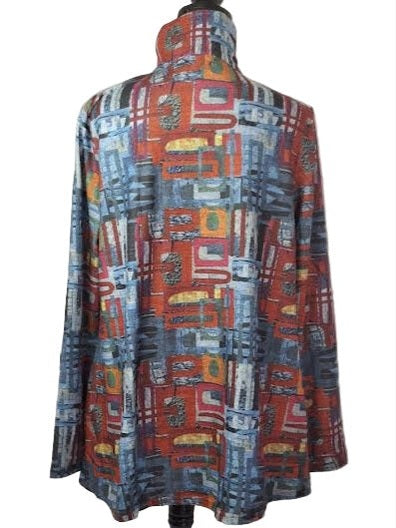 Jacket Zipper Front 2 Pocket Long Sleeve Multi Blue 25641