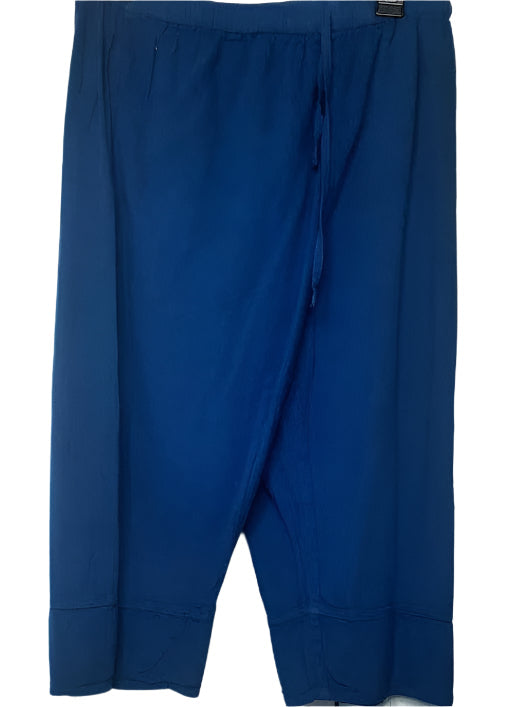 Pants S-1302 Royal Blue-Split Bottom Wide Leg Crop-Women's