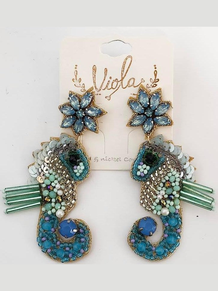 Earing's Seahorse Aqua Blue RT135268BL