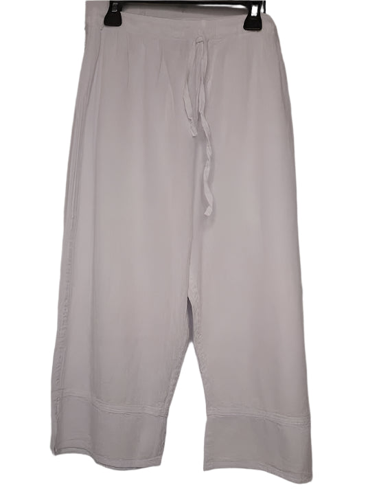 Pants S-1302 -White-Split Bottom Wide Leg Crop-Women's