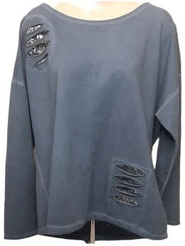 Top-Pullover-Long Sleeve-Blue-Women's-70678