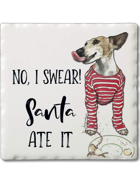 Coaster Tile Christmas No, I Swear Santa Ate It 4x4" 02-02005