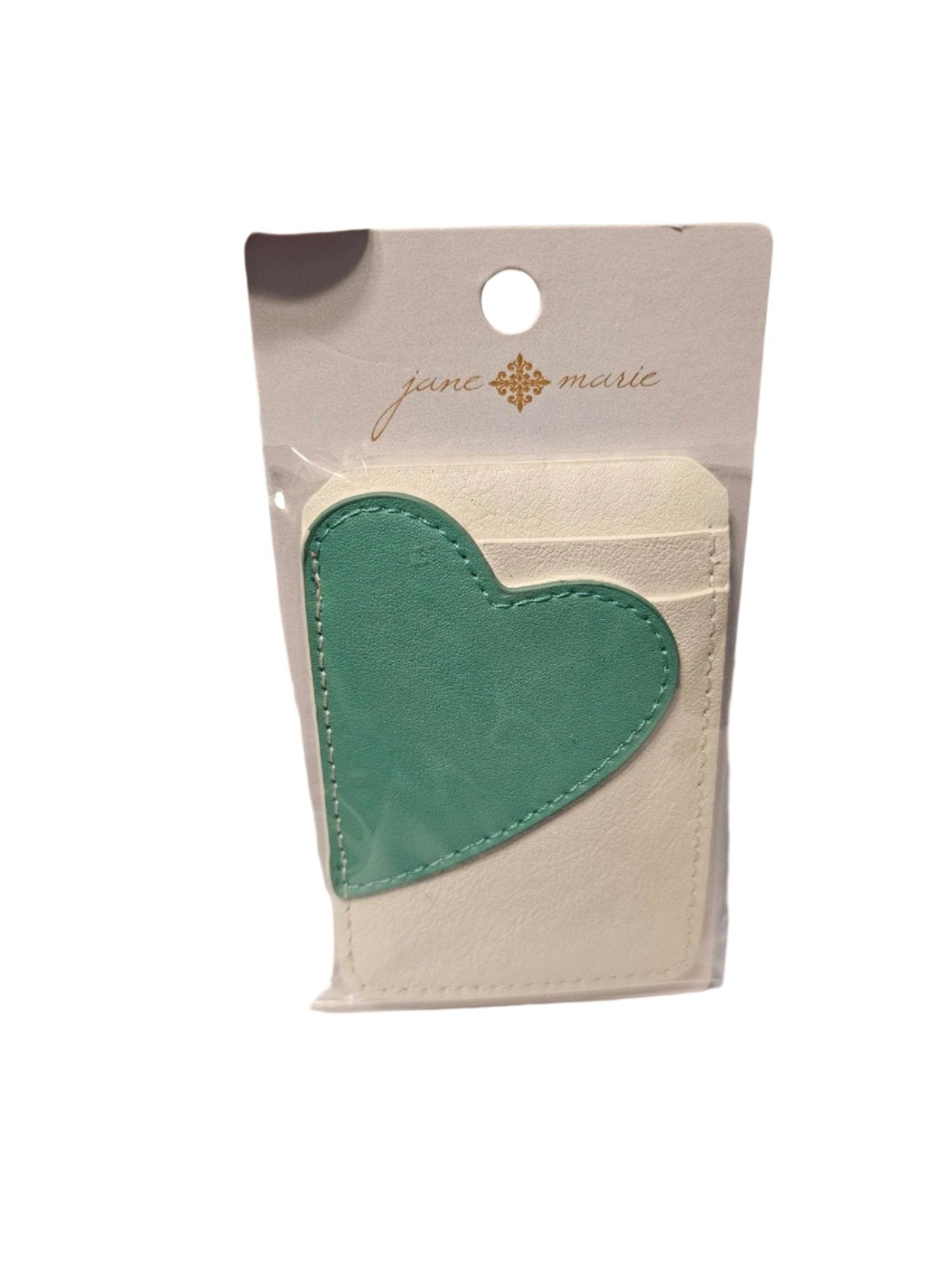 Charge Card Holder for Phone JM3515A White with Green Heart