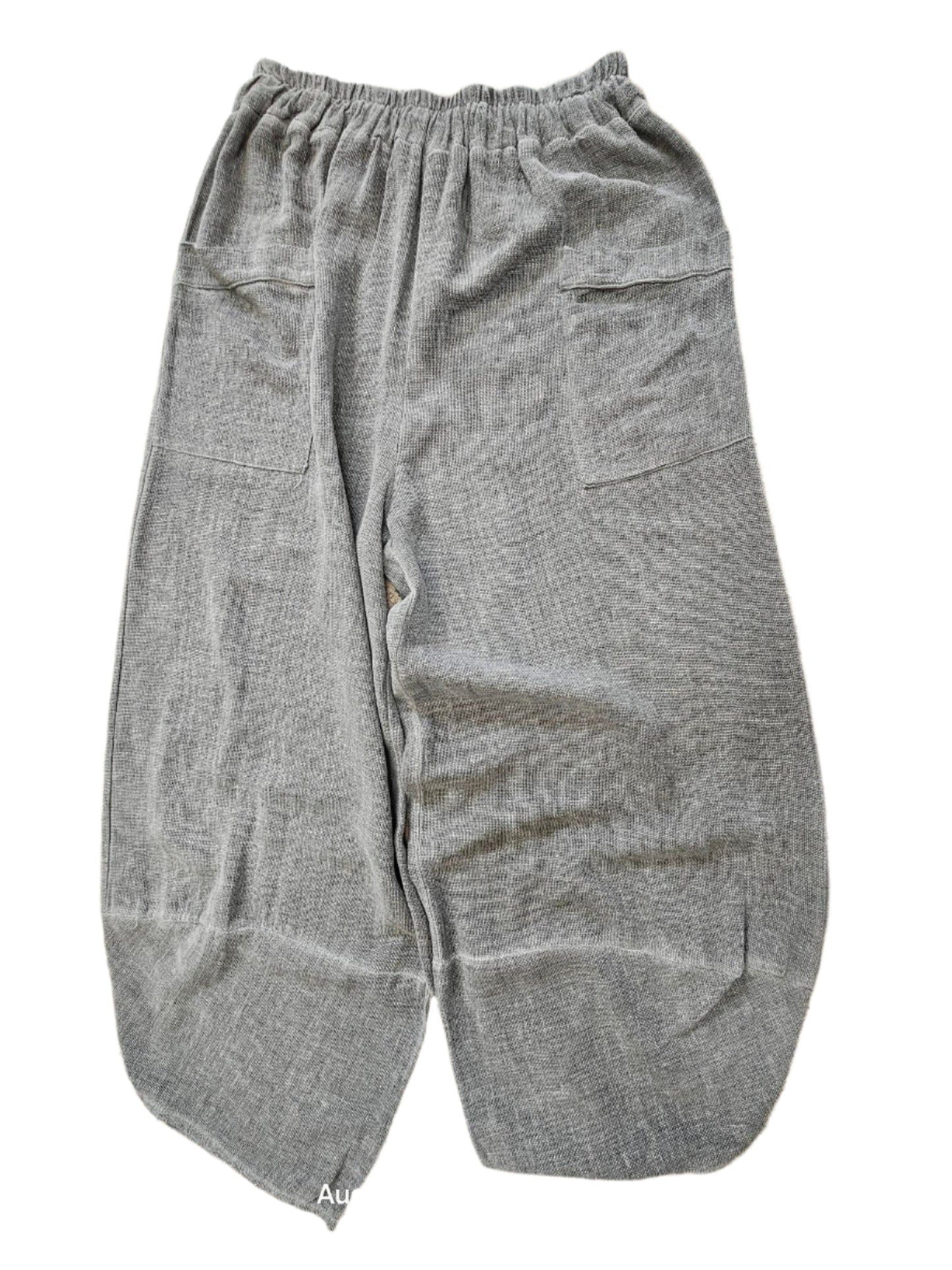 Pants Grey Gaucho Gauze 2 Pocket Wide Leg Women's One Size 100841