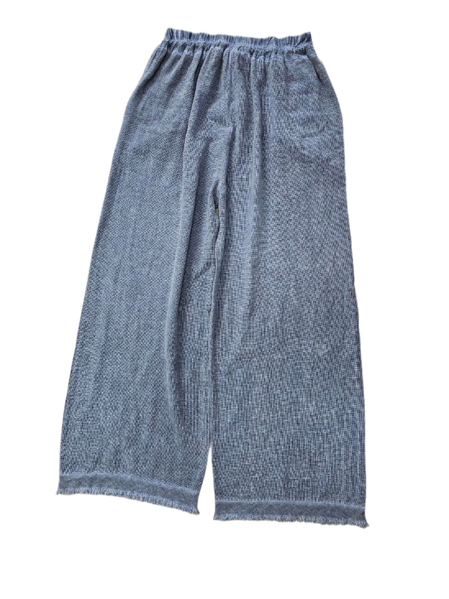 Pants Denim Blue Linen Mesh 2 Pocket Wide Leg Women's One Size 9339