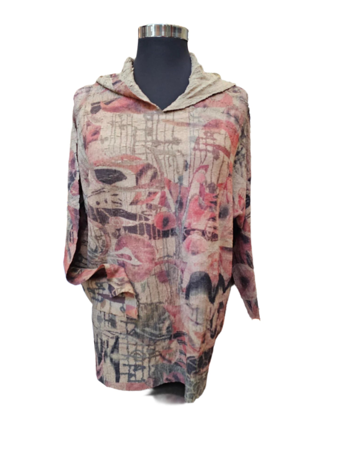Pullover Hooded Sangria Waffle Mocha Long Sleeve Crew Neck Women's T330WKM