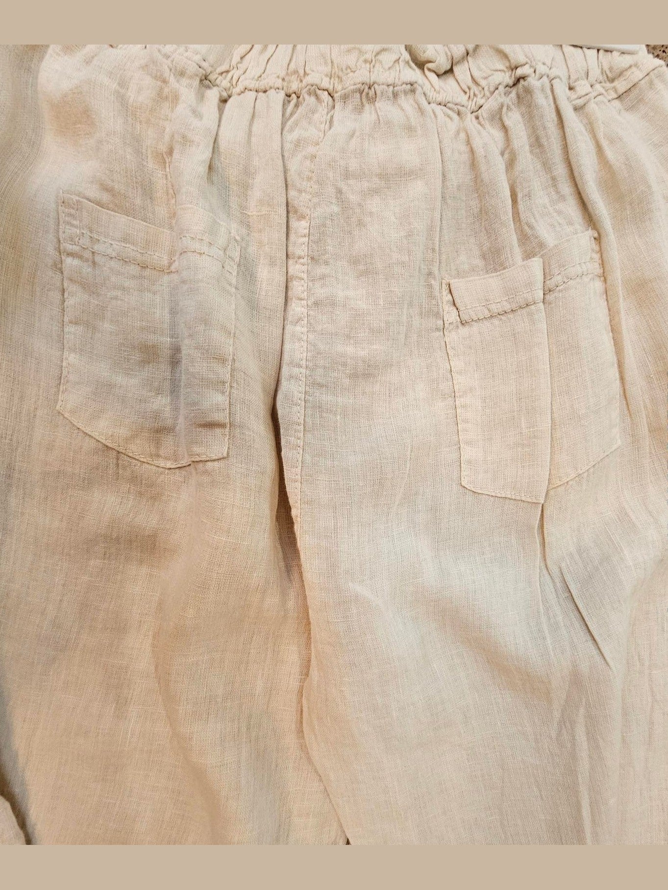 Pants Beige Color 100% Linen 21085