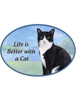 Car Magnet Black and White Tuxedo Cat 1002-3