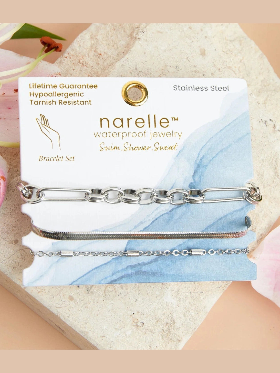 Bracelet Snake Chain Silver 3pc Women's 10039