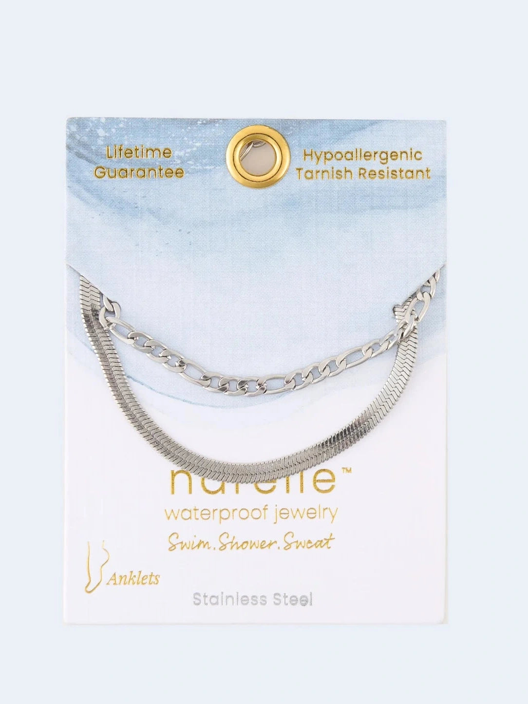 Anklet Snake Multi Row Chain Silver Waterproof Women's 10047