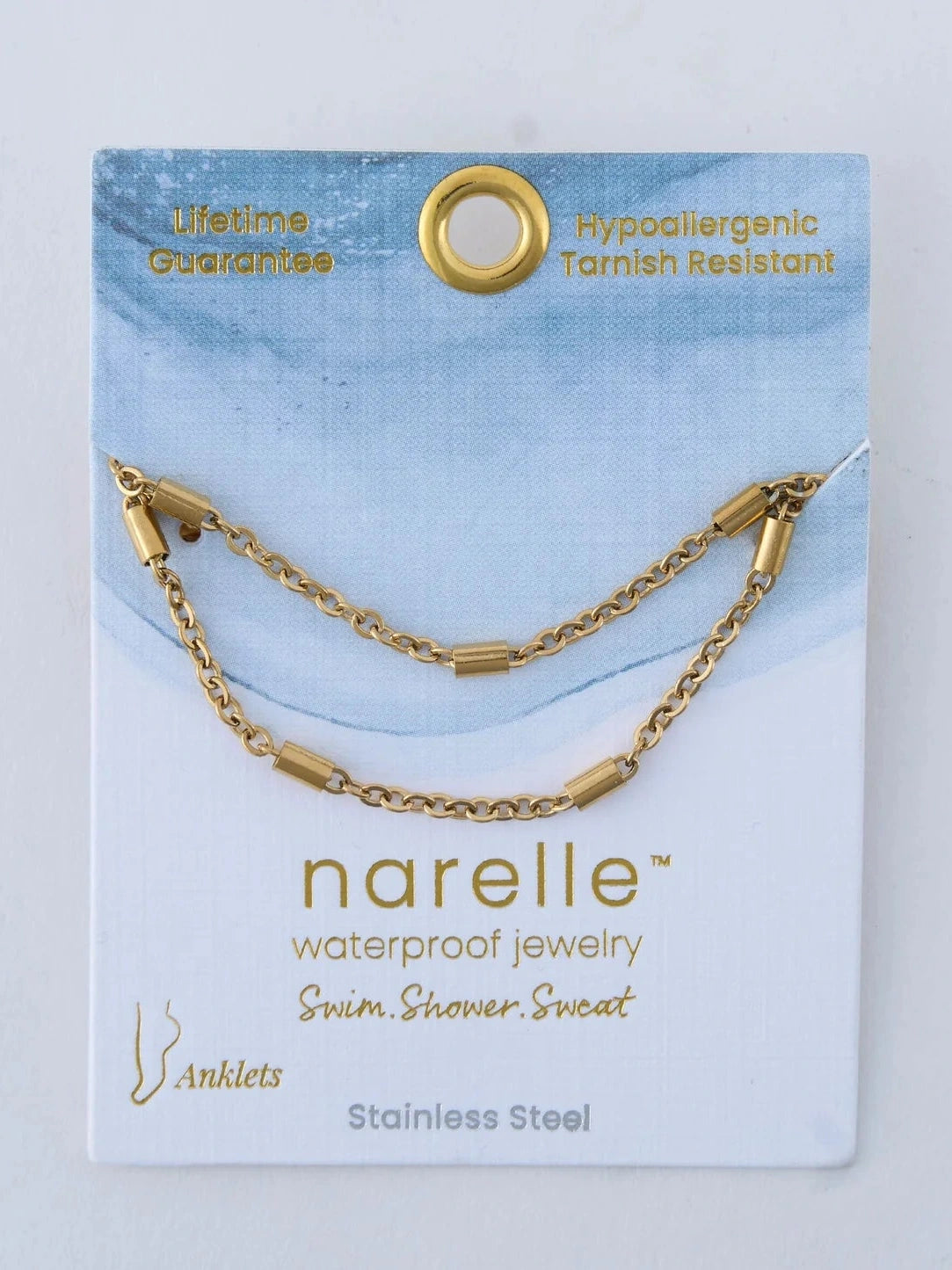 Howards- Anklet Dainty Bar Double Row Chain Gold Waterproof Women's 10053