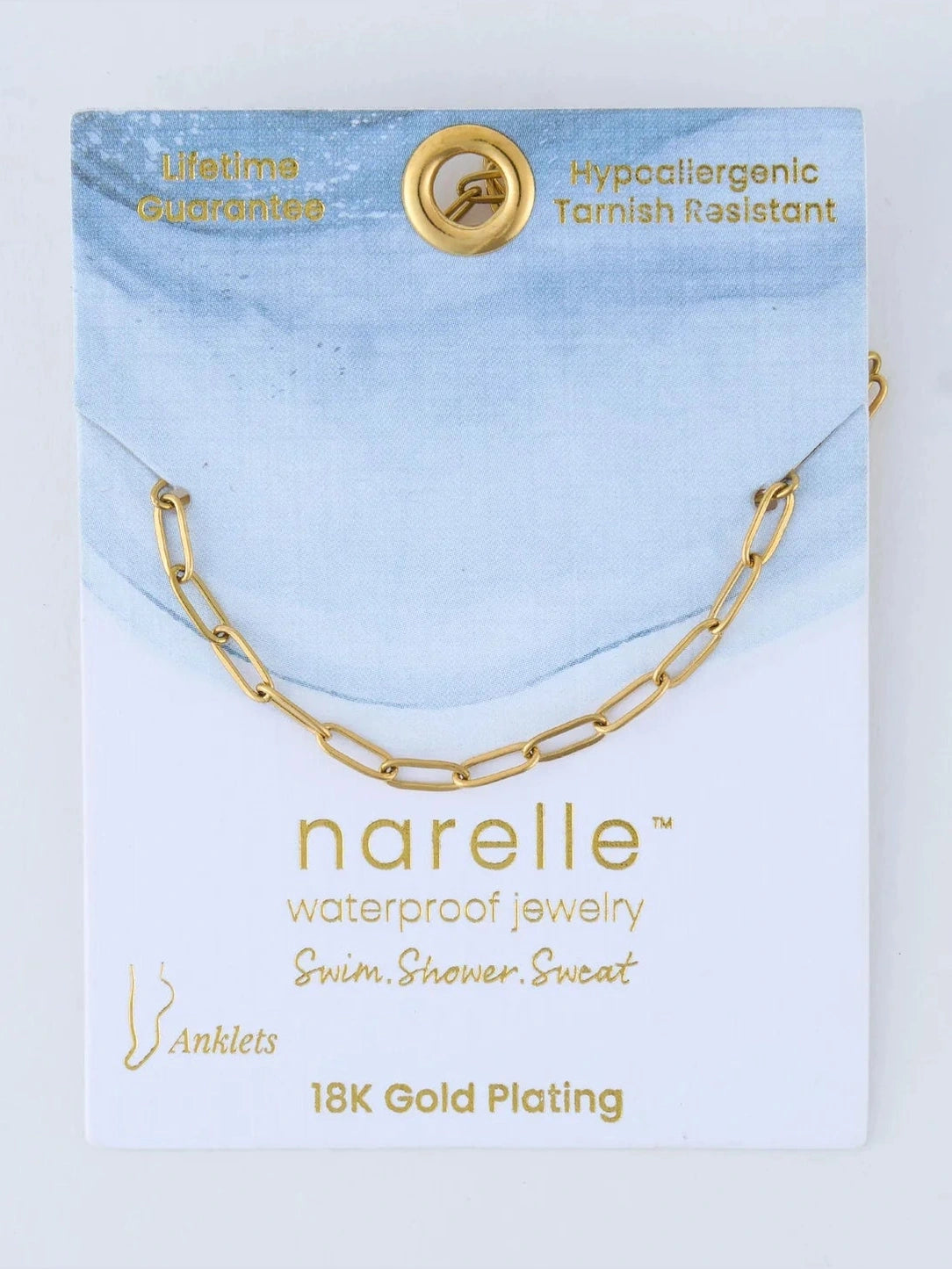 Anklet Paperclip Gold Waterproof Women's 10054