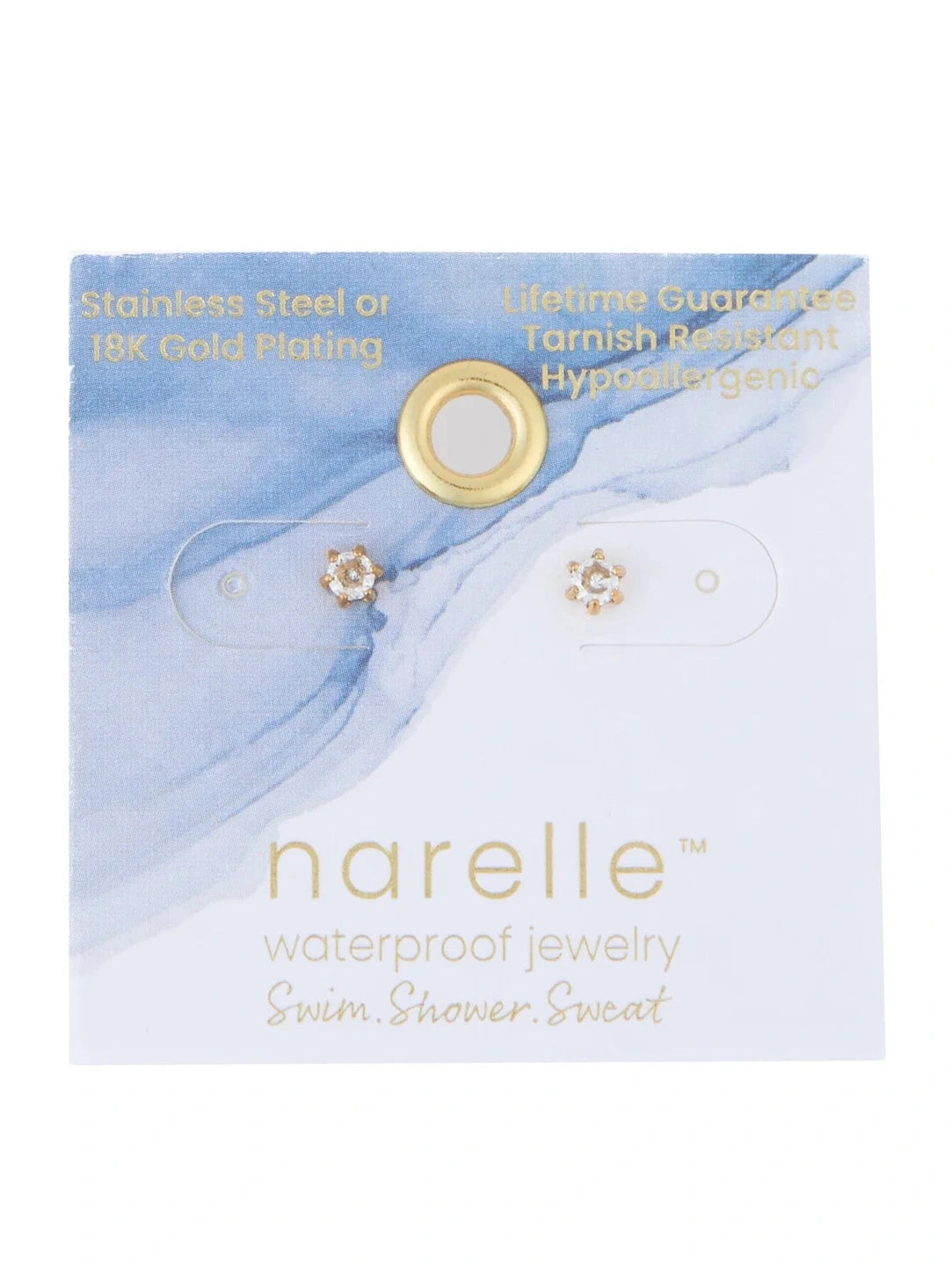 Earring Zirconia Stud Gold 3mm Round Waterproof Women's 10701