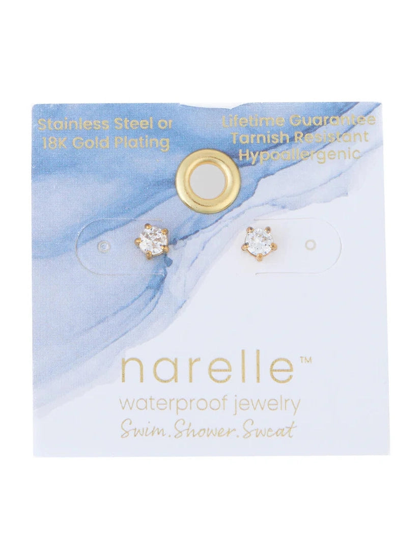 Earring Zirconia Stud 4mm Round Waterproof Women's 10703