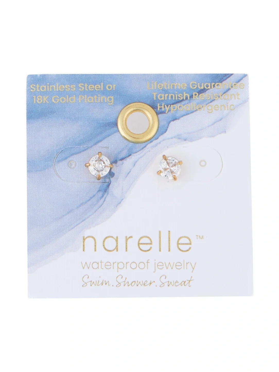 Earring Zirconia Stud Gold 5mm Round Waterproof Women's 1070