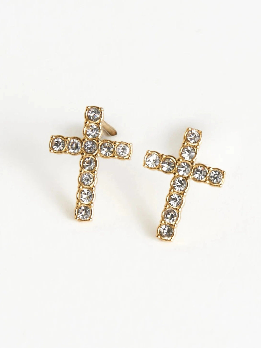 Earring Pave Cross Stud Gold Waterproof Women's 10711