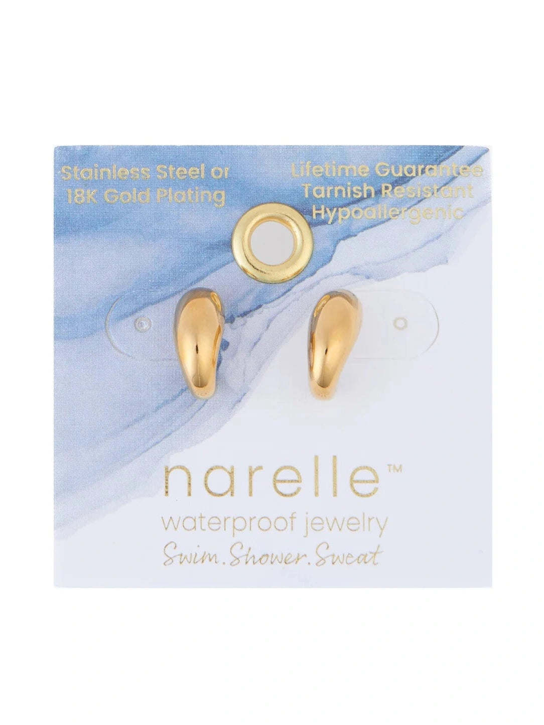 Earring Half Loop Hoop Gold .5" Waterproof Women's 10785
