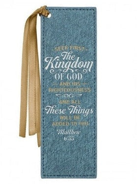 Bookmark Seek First The Kingdom Of God Blue Faux Leather Bmf153