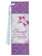 Bookmark Strength Prov.31:25 Purple Hummingbird Faux Leather Bmf175