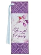Bookmark Strength Prov.31:25 Purple Hummingbird Faux Leather Bmf175
