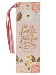 Bookmark She Is Clothed 2ith Strength Faux Leather Bmf194