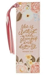 Bookmark She Is Clothed 2ith Strength Faux Leather Bmf194