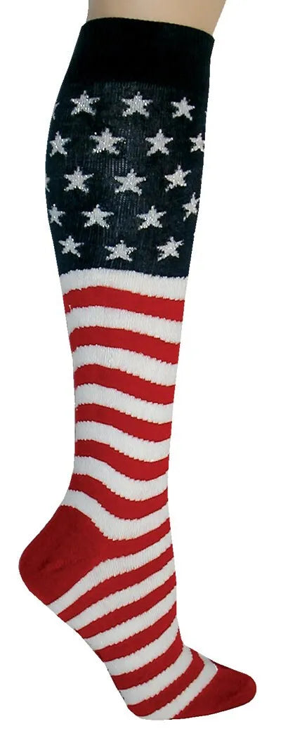 Women's Sock Knee High American Flag Patriotic 6400Kh