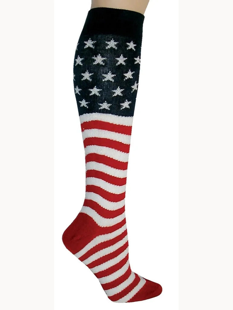 Women's Sock Knee High American Flag Patriotic 6400Kh