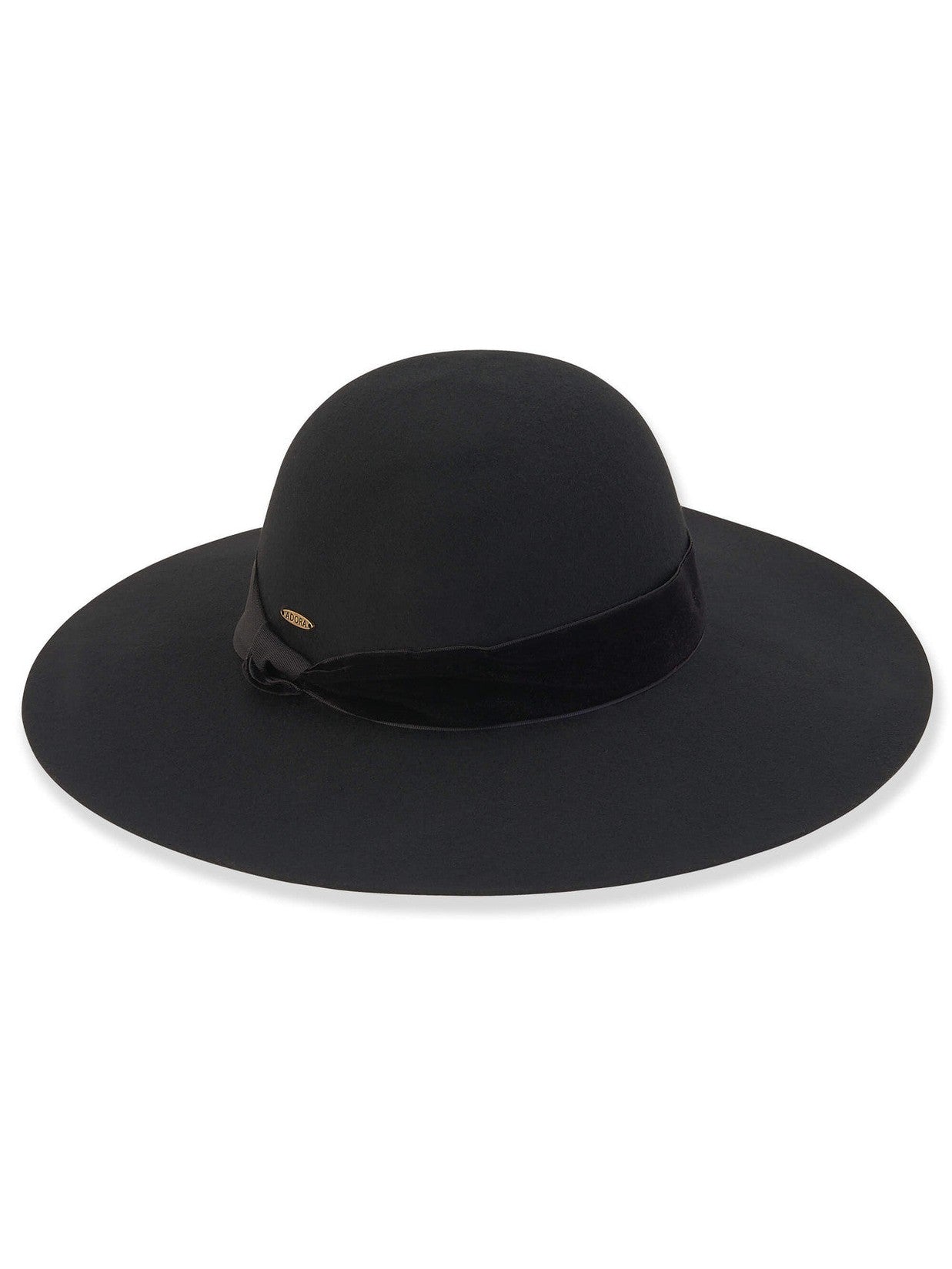 Hat - Black-Wool Felt Floppy -4'Brim-Women's-Ad1259A