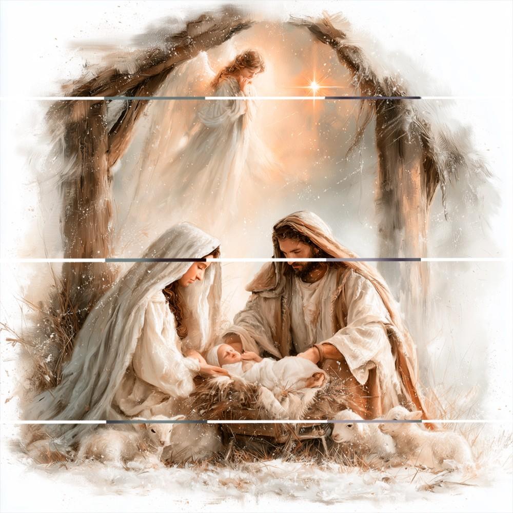 Beechdale-Pallet Picture Christmas King In A Manger 10"x10" 1010PA-B2308