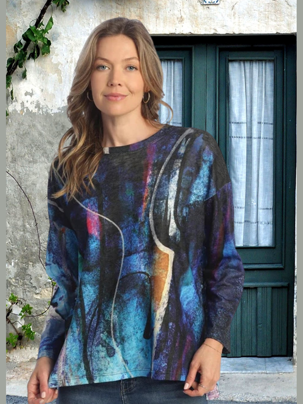 LK7-1853 Women's Multi-colored Abstract Eclipse Tunic