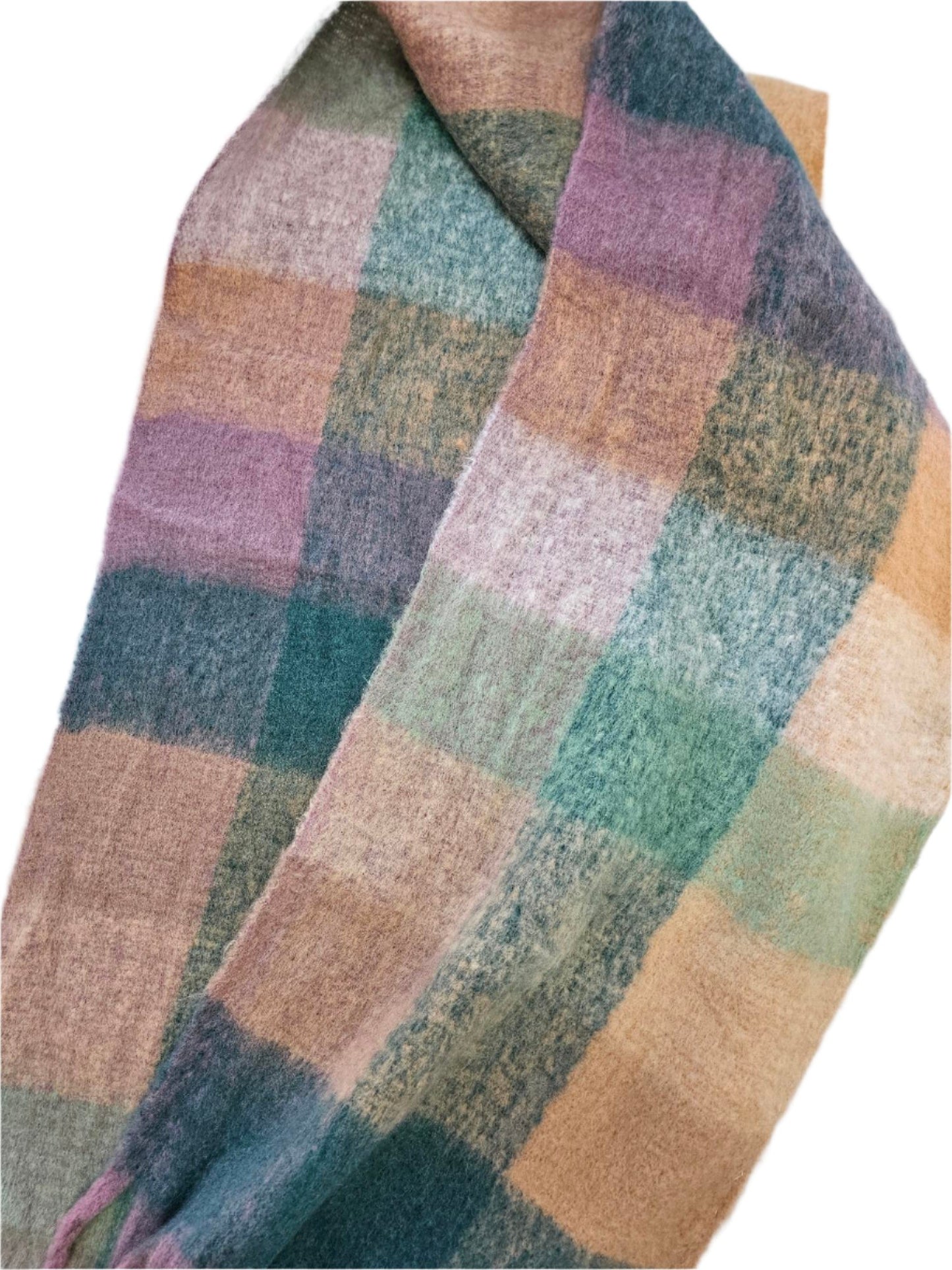 Scarf Green, Tan, Purple Pastels Super Soft Warm Women's Z443750