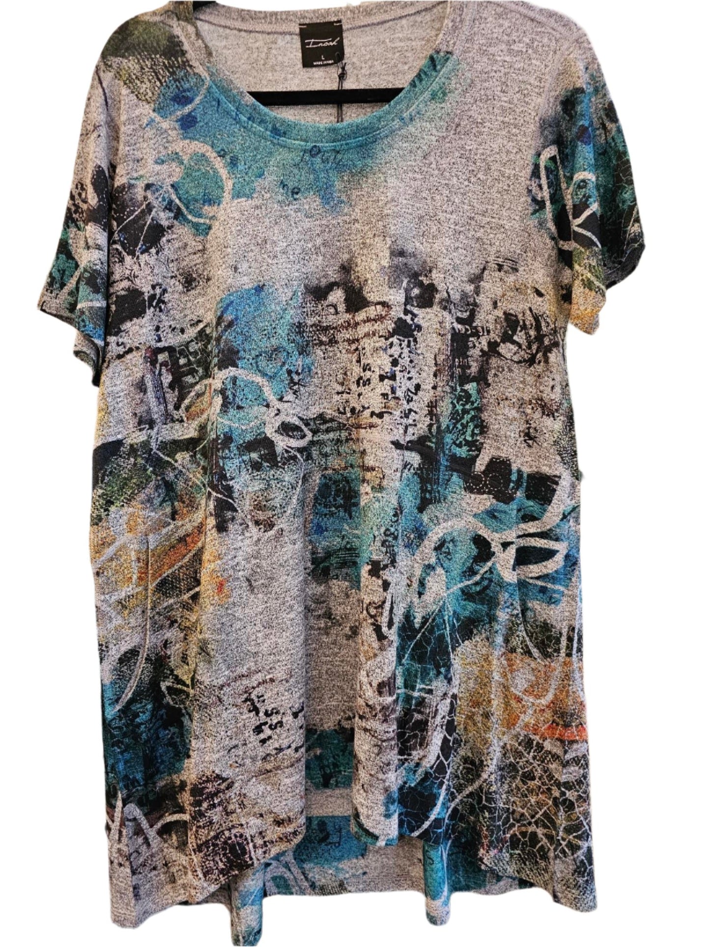 Women's Crewneck Short Sleeve Top - Blue Glow Abstract